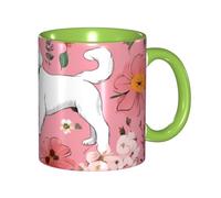 KWQDOZF Tazza da caffè con bulldog francese e fiori - Tazza in ceramica bicolore da 11 once con motivo 3D | Regali carini per uomini, donne, ufficio, lavoro