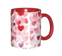 KWQDOZF Tazza da caffè con cuori rossi che cadono divertenti - Tazza in ceramica bicolore da 11 once con motivo 3D | Regali carini per uomini, donne, ufficio, lavoro