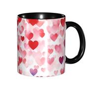 KWQDOZF Tazza da caffè con cuori rossi che cadono divertenti - Tazza in ceramica bicolore da 11 once con motivo 3D | Regali carini per uomini, donne, ufficio, lavoro