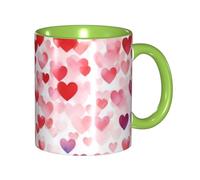 KWQDOZF Tazza da caffè con cuori rossi che cadono divertenti - Tazza in ceramica bicolore da 11 once con motivo 3D | Regali carini per uomini, donne, ufficio, lavoro