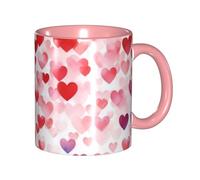 KWQDOZF Tazza da caffè con cuori rossi che cadono divertenti - Tazza in ceramica bicolore da 11 once con motivo 3D | Regali carini per uomini, donne, ufficio, lavoro
