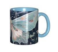 KWQDOZF Tazza da caffè con falena divertente e - Tazza in ceramica bicolore da 11 once con motivo 3D | Regali carini per uomini, donne, ufficio, lavoro