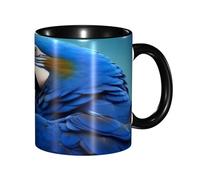 KWQDOZF Tazza da caffè con pappagallo blu che abbraccia - Tazza in ceramica bicolore da 11 once con motivo 3D | Regali carini per uomini, donne, ufficio, lavoro