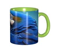 KWQDOZF Tazza da caffè con pappagallo blu che abbraccia - Tazza in ceramica bicolore da 11 once con motivo 3D | Regali carini per uomini, donne, ufficio, lavoro