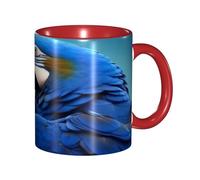 KWQDOZF Tazza da caffè con pappagallo blu che abbraccia - Tazza in ceramica bicolore da 11 once con motivo 3D | Regali carini per uomini, donne, ufficio, lavoro