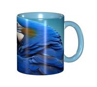 KWQDOZF Tazza da caffè con pappagallo blu che abbraccia - Tazza in ceramica bicolore da 11 once con motivo 3D | Regali carini per uomini, donne, ufficio, lavoro
