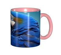 KWQDOZF Tazza da caffè con pappagallo blu che abbraccia - Tazza in ceramica bicolore da 11 once con motivo 3D | Regali carini per uomini, donne, ufficio, lavoro