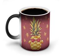 KWQDOZF Tazza da caffè con stampa di pino, 12 once, con scolorimento, in ceramica, con manico, tazza da caffè che cambia colore, tazze divertenti per tè, zuppa, latte, latte macchiato