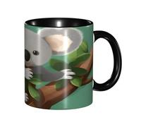 KWQDOZF Tazza da caffè divertente con albero Koala che abbraccia - Tazza in ceramica bicolore da 11 once con motivo 3D | Regali carini per uomini, donne, ufficio, lavoro
