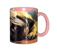 KWQDOZF Tazza da caffè divertente con carlino che piange - Tazza in ceramica bicolore da 11 once con motivo 3D | Regali carini per uomini, donne, ufficio, lavoro