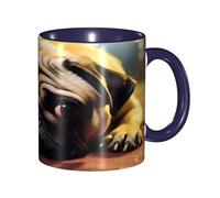 KWQDOZF Tazza da caffè divertente con carlino che piange - Tazza in ceramica bicolore da 11 once con motivo 3D | Regali carini per uomini, donne, ufficio, lavoro