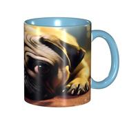 KWQDOZF Tazza da caffè divertente con carlino che piange - Tazza in ceramica bicolore da 11 once con motivo 3D | Regali carini per uomini, donne, ufficio, lavoro