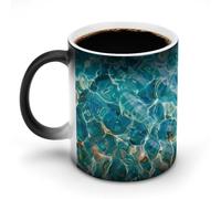 KWQDOZF Tazza da caffè divertente con onde dell'oceano blu acqua, tazza da tè che cambia colore divertente per uomini e donne, compleanno