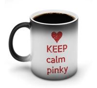 KWQDOZF Tazza da caffè divertente Keep Calm Pinkie, tazza da tè che cambia colore divertente per uomini e donne, compleanno