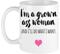 KWQDOZF Tazza da caffè divertente Sono una donna adulta e farò quello che voglio, stampata su entrambi i lati, regalo umoristico per migliori amiche, regalo per donne e uomini, 11 once