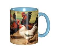 KWQDOZF Tazza da caffè Funny Farm Chickens - Tazza in ceramica bicolore da 11 once con motivo 3D | Regali carini per uomini, donne, ufficio, lavoro