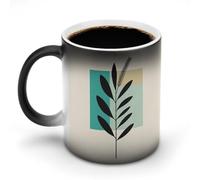 KWQDOZF Tazza da caffè in ceramica con illustrazione astratta di foglie di grano, tazza da caffè che cambia colore, tazza da tè originale, tazza da acqua divertente per casa e ufficio, 11 once
