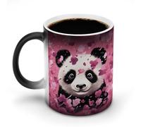 KWQDOZF Tazza da caffè sensibile al calore con stampa in cotone a forma di panda rosa, tazza da caffè che cambia colore. L'immagine completa viene rivelata quando viene aggiunta la temperatura CALDA.