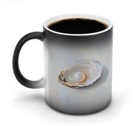 KWQDOZF Tazza da caffè, tè e acqua in ceramica termosensibile, con ostrica aperta e una grande perla all'interno, che cambia colore, 11 OZ