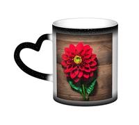 KWQDOZF Tazza in legno con fiore retrò, dalia rossa, che cambia colore nel cielo: incanta i tuoi momenti