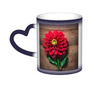 KWQDOZF Tazza in legno con fiore retrò, dalia rossa, che cambia colore nel cielo: incanta i tuoi momenti