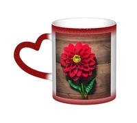 KWQDOZF Tazza in legno con fiore retrò, dalia rossa, che cambia colore nel cielo: incanta i tuoi momenti