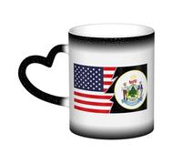 KWQDOZF Tazza Seal of Maine And America Tazza in ceramica termosensibile che cambia colore Tazza isolata Novità Tazze da viaggio uniche Tazze per la casa 11 OZ