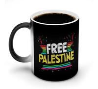 KWQDOZF Tazze da caffè divertenti con scritta Libera la Palestina, tazze da tè divertenti che cambiano colore per uomini e donne, compleanno