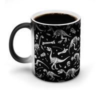 KWQDOZF Tazze da caffè divertenti con teschi e ossa di dinosauro, tazze da tè che cambiano colore per uomini e donne, compleanno