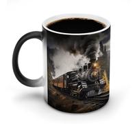KWQDOZF Tazze da caffè termosensibili con stampa a forma di treno a vapore, tazza da caffè che cambia colore, immagine completa rivelata quando viene aggiunto il calore