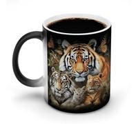 KWQDOZF Tazze da caffè termosensibili con stampa di leone, tigre, leopardo e farfalla. Tazza da caffè che cambia colore. L'immagine completa viene rivelata quando viene aggiunto il calore.