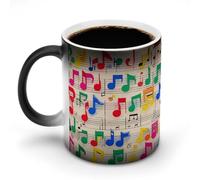 KWQDOZF Tazze da caffè termosensibili con stampa di note musicali colorate, tazza da caffè che cambia colore, immagine completa rivelata quando viene aggiunta acqua calda