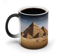 KWQDOZF Tazze da caffè termosensibili con stampa raffigurante una piramide dell'antico Egitto, tazza da caffè che cambia colore, immagine completa rivelata quando viene aggiunta acqua calda
