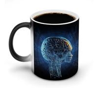 KWQDOZF Tazze da caffè termosensibili stampate con intelligenza artificiale e cervello, tazza da caffè che cambia colore, immagine completa rivelata quando viene aggiunto CALDO