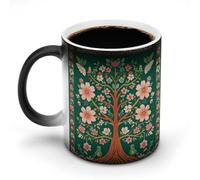 KWQDOZF Tazze da caffè termosensibili stampate con l'albero della vita verde, tazza da caffè che cambia colore, immagine completa rivelata quando viene aggiunto il calore