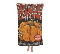 KWQDOZF Telo mare - Asciugamano in fibra di poliestere ultra morbido con stampe vivaci e design multiuso 32 x 52 pollici - Zucca di Halloween Scheletro Paura Orrore Spettrale