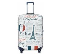 KWQDOZF Tema di Parigi sullo sfondo del giornale Coprivaligie Elastico Lavabile Coprivaligie Torre Eiffel Coprivaligie da viaggio Coprivaligia Protettivo per bambini e adulti, S