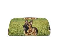 KWQDOZF un simpatico astuccio in pelle con cane da pastore per ragazze e ragazzi, borse portaoggetti per cancelleria con astuccio personalizzato con stampa