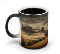 KWQDOZF Vista di un tipico paesaggio toscano, tazze da caffè termosensibili stampate, tazza da caffè che cambia colore, immagine completa rivelata quando viene aggiunto CALDO