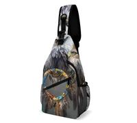KWQDOZF Zaino a tracolla compatto ripiegabile da uomo - Zaino multiuso antifurto Dream Catcher Eagle Art con custodia per fotocamera e tracolla regolabile
