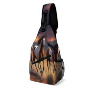 KWQDOZF Zaino a tracolla per donna e uomo, multiuso, antifurto, casual, borsa da viaggio a tracolla, tattico, zaino con cavalli al galoppo su un vasto paesaggio desertico illuminato dal sole