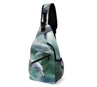 KWQDOZF Zaino a tracolla per uomo e donna, per attività all'aperto, per sport, da viaggio, antifurto, multiuso, con motivo Dance Of The Dolphins Ocean Art Triangle Sling Shoulder Backpacks Bag