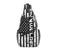 KWQDOZF Zaino a tracolla regolabile con bandiera americana della squadra di nuoto - Borsa a tracolla casual per viaggi, palestra e uso quotidiano