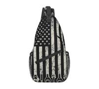 KWQDOZF Zaino a tracolla regolabile con bandiera americana della squadra di nuoto - Borsa a tracolla casual per viaggi, palestra e uso quotidiano