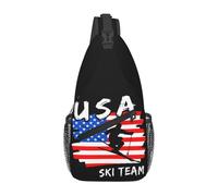 KWQDOZF Zaino a tracolla regolabile con bandiera americana della squadra di nuoto - Borsa a tracolla casual per viaggi, palestra e uso quotidiano