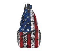 KWQDOZF Zaino a tracolla regolabile con bandiera americana vintage per la pesca - Borsa a tracolla casual per viaggi, palestra e uso quotidiano