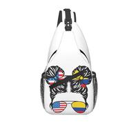 KWQDOZF Zaino a tracolla regolabile con mezza bandiera americana del Belize - Borsa a tracolla casual per viaggi, palestra e uso quotidiano