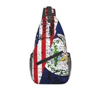 KWQDOZF Zaino a tracolla regolabile con mezza bandiera americana del Belize - Borsa a tracolla casual per viaggi, palestra e uso quotidiano