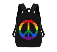 KWQDOZF Zaino da viaggio classico da 17 pollici con bandiera arcobaleno LGBT e simbolo della pace, borsa a tracolla casual con tracolla regolabile per uomo e donna