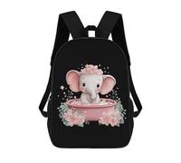 KWQDOZF Zaino da viaggio classico da 17 pollici con simpatico elefante nella vasca da bagno, borsa a tracolla casual con tracolla regolabile per uomo e donna